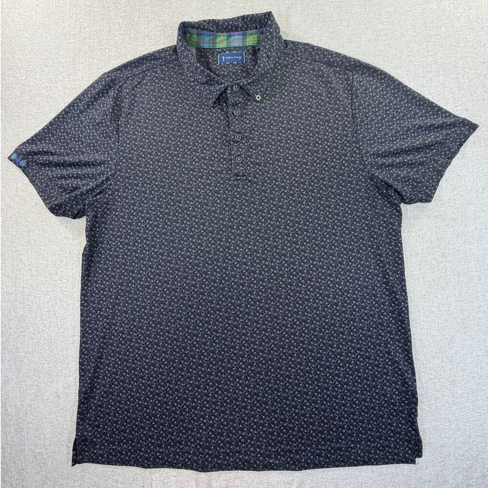 William Murray Men's XL Black Martini Glass Print Short Sleeve Golf Polo Shirt